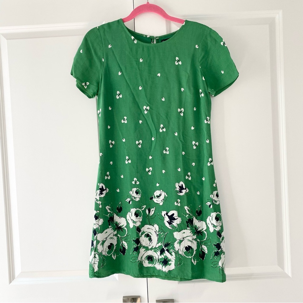 Abercrombie & Fitch Green Floral Short Sleeve Shift Dress